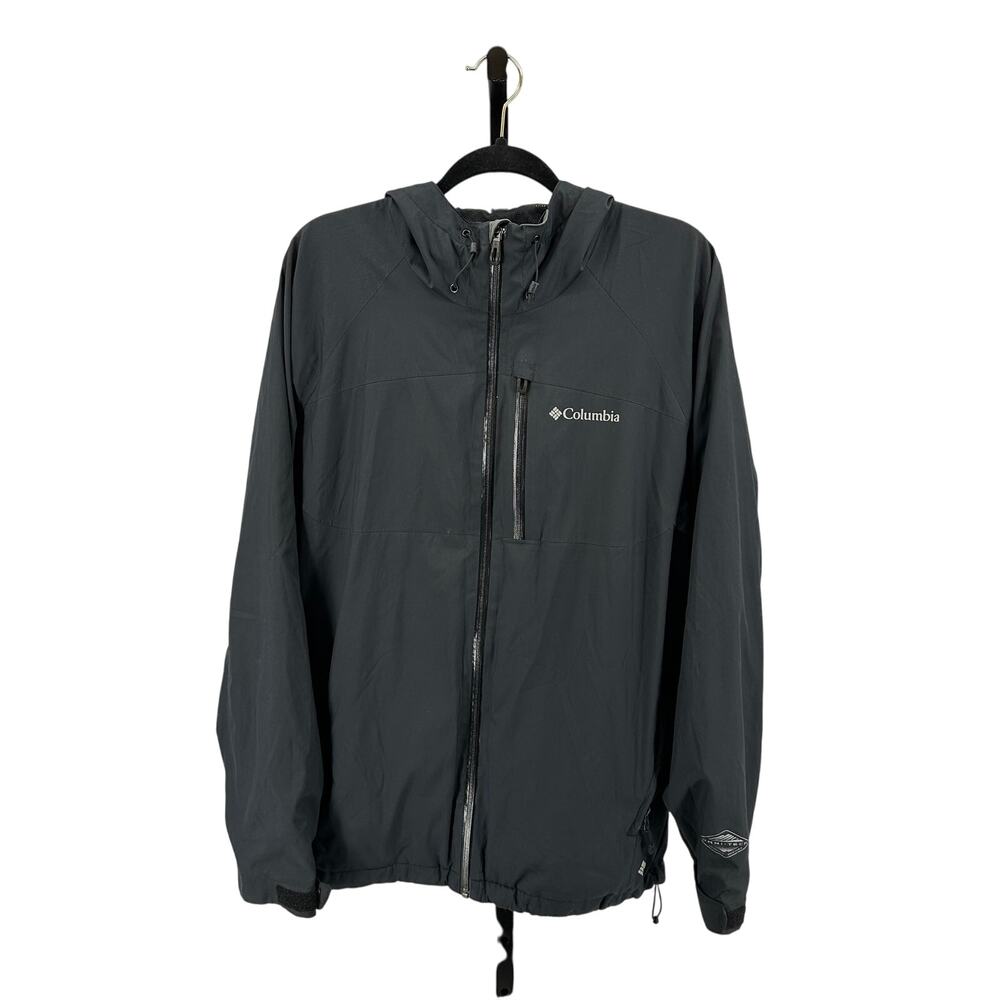 Columbia Omni-Tech Full Zip Jacket Men's L Black Waterproof Long Sleeve Hooded
